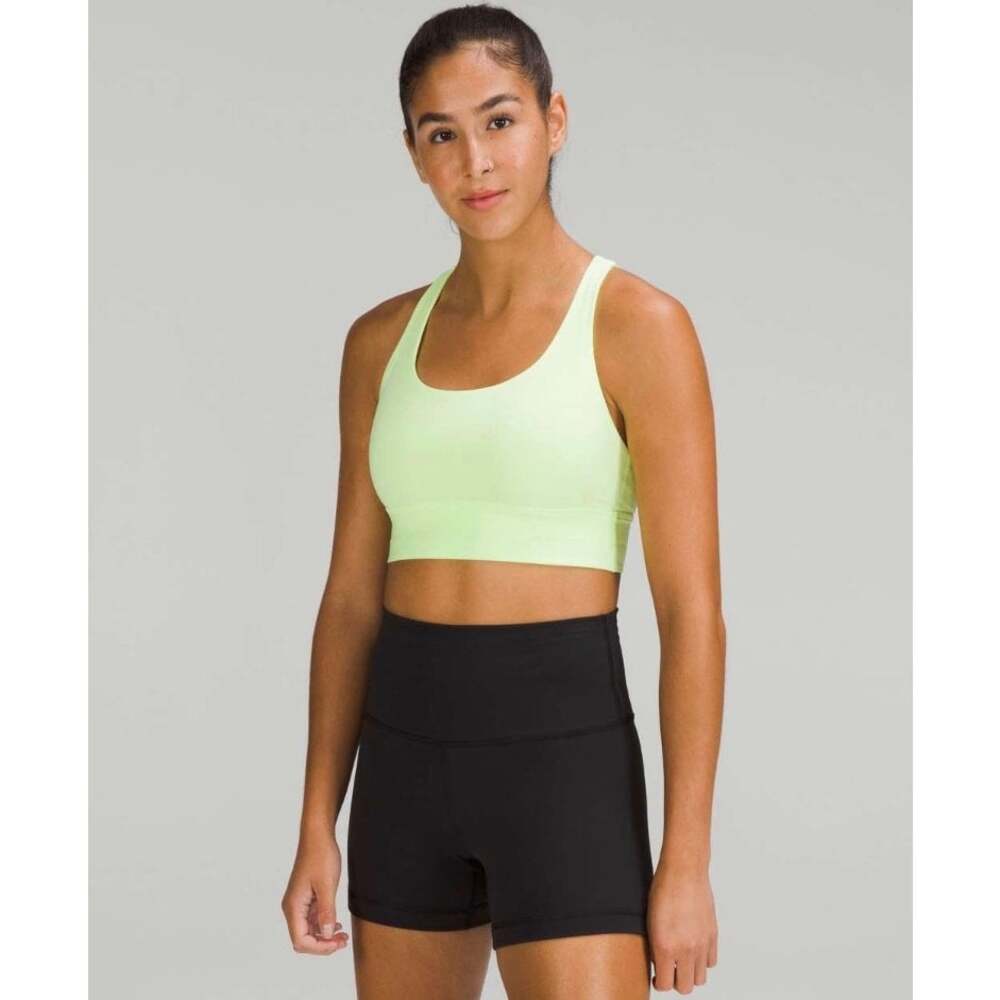 Lululemon Energy Longline Bra Size 10 Faded Zap Green Luxtreme Strappy EUC